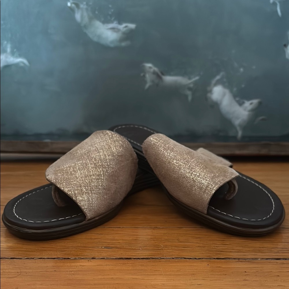 Donald Pliner Gold Slide Sandals
